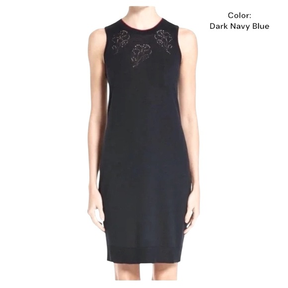 rag & bone Sleeveless X-tra Fine Merino Wool Dress Floral Cutout Detail Medium - Picture 9 of 11